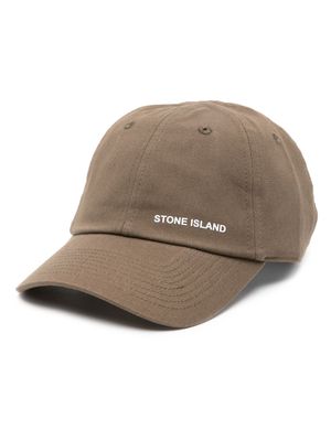Stone Island logo-print cotton cap - Brown