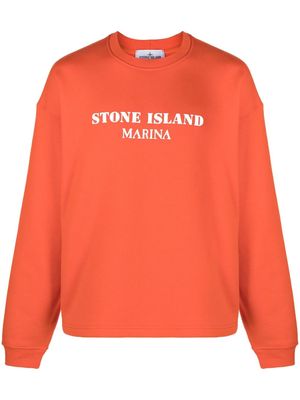 Stone Island logo-print cotton sweatshirt - Orange