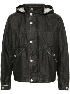 Stone Island logo-print hooded linen jacket - Black