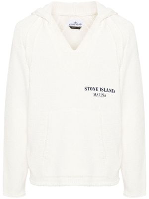 Stone Island logo-print knitted hoodie - White