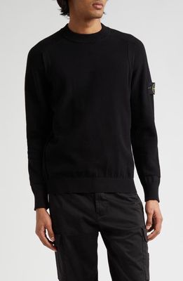 Stone Island Maglia Cotton Crewneck Sweater in Black