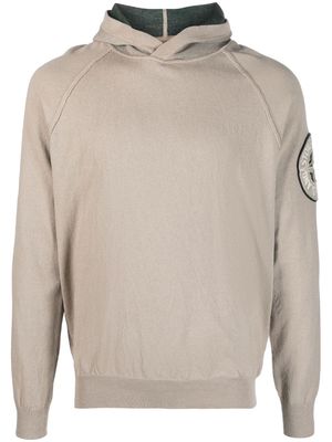 Stone Island Maglia logo-patch cotton hoodie - Neutrals