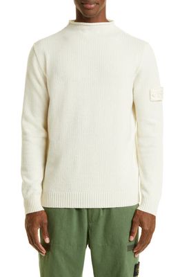 Stone Island Men's Cashmere Mock Neck Sweater in Natural