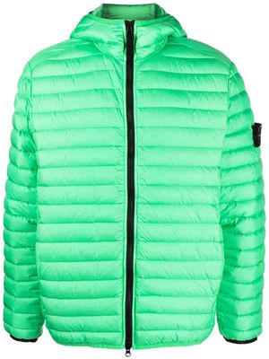 Stone Island panelled down hooded jacket - Green