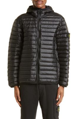 Stone Island Quilted Down Hooded Jacket in Black