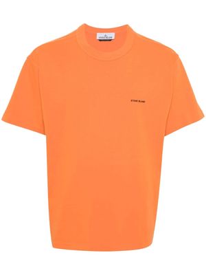 Stone Island raised-logo cotton T-shirt - Orange