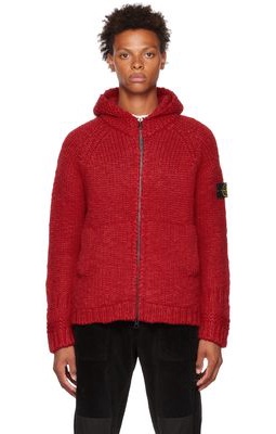 Stone Island Red Detachable Patch Hoodie