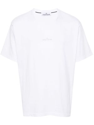 Stone Island Scratched Paint One-print cotton T-shirt - White