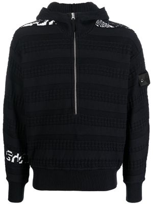 Stone Island Shadow Project graphic-print knitted hoodie - Black