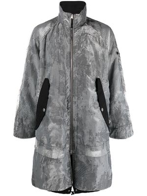 Stone Island Shadow Project grid-pattern zip-up coat - Grey