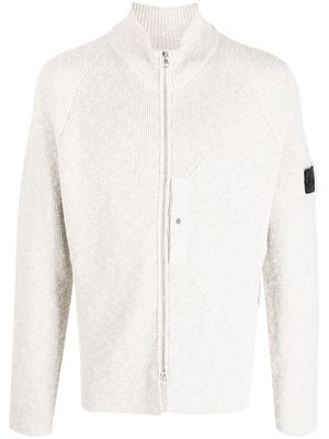 Stone Island Shadow Project knitted logo-patch cotton cardigan - Grey