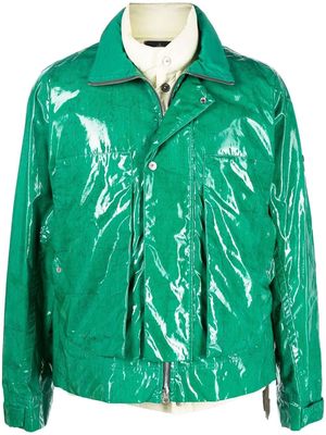 Stone Island Shadow Project laminated feather-down biker jacket - Green