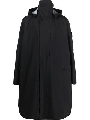Stone Island Shadow Project logo-patch hooded raincoat - Black