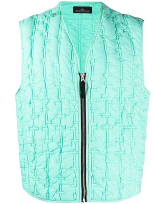 Stone Island Shadow Project quilted zip-up gilet - Green