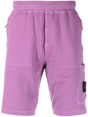 Stone Island side logo-patch elasticated-waistband shorts - Purple