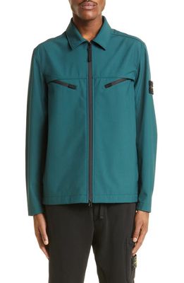 Stone Island Soft Shell Recycled Shirt Jacket in Bottle Green