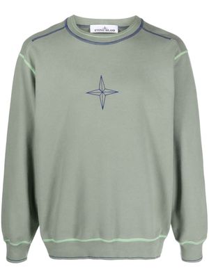 Stone Island star-embroidered cotton sweatshirt - Green