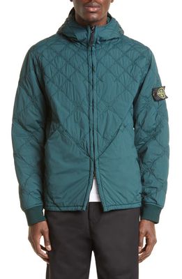 Stone Island Stella Skin Touch Nylon Star Quilted Jacket in Bottle Green