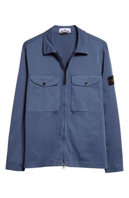Stone Island Stretch Zip-Up Shirt Jacket in Dark Blue