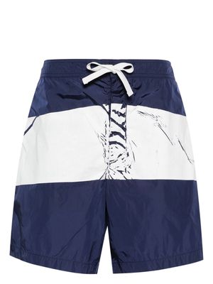 Stone Island stripe-print swim shorts - Blue