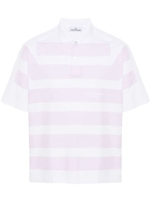 Stone Island striped cotton polo shirt - White