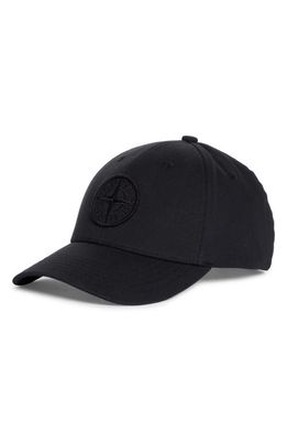 Stone Island Tonal Logo Embroidered Baseball Cap in Black