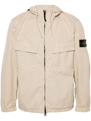 Stone Island twill cotton hooded jacket - Neutrals
