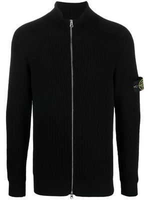 Stone Island zip-fastening logo-patch sweatshirt - Black