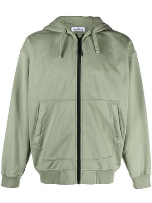 Stone Island zip-up cotton hoodie - Green