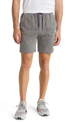 Stone Rose Acid Wash Fleece Sweat Shorts in Grey