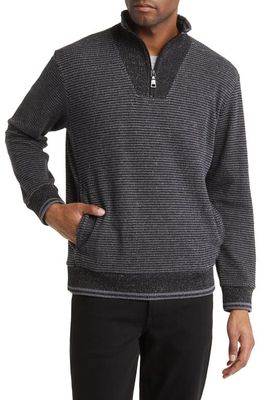 Stone Rose Chevron Quarter Zip Sweater in Black