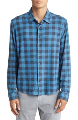 Stone Rose Dry Touch Performance Buffalo Check Fleece Button-Up Shirt in Blue