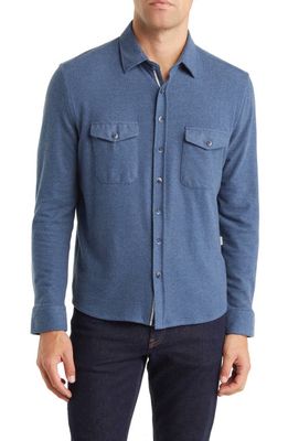 Stone Rose Dry Touch Performance Fleece Button-Up Shirt in Denim Blue