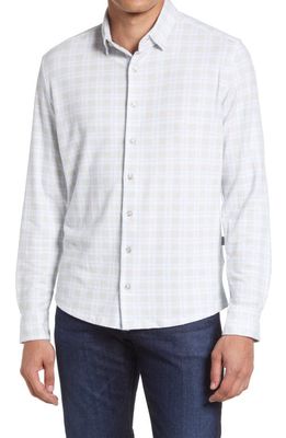 Stone Rose Dry Touch Plaid Fleece Button-Up Shirt in Grey
