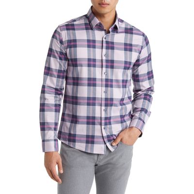 Stone Rose DRY TOUCH® Plaid Performance Button-Up Shirt in Lavender 