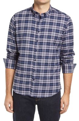 Stone Rose Dry Touch® Plaid Performance Flannel Button-Up Shirt in Navy