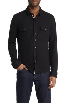 Stone Rose DryTouch Performance Flannel Button-Up Shirt in Black