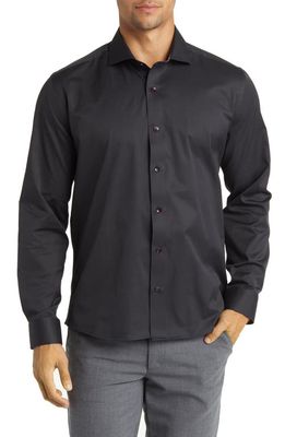 Stone Rose DRYTOUCH Performance Sateen Button-Up Shirt in Black
