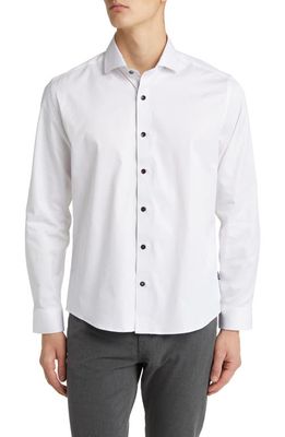 Stone Rose DRYTOUCH® Performance Sateen Button-Up Shirt in White 