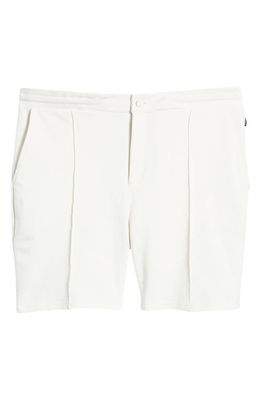 Stone Rose French Terry Flat Front Shorts in Off White