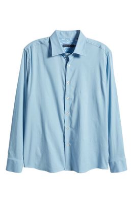 Stone Rose Garment Washed Long Sleeve Button-Up Shirt in Blue