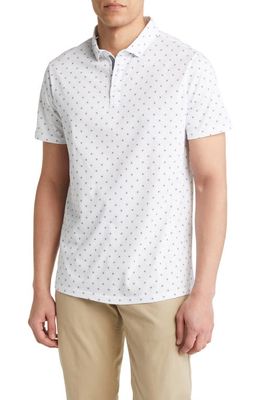 Stone Rose Geo Print Performance Jersey Polo in White