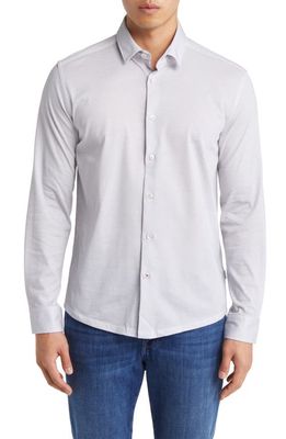 Stone Rose Hourglass Geo Dry Touch Performance Jersey Button-Up Shirt in Grey