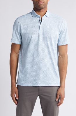 Stone Rose Link Geo DryTouch® Performance Polo in Light Blue 