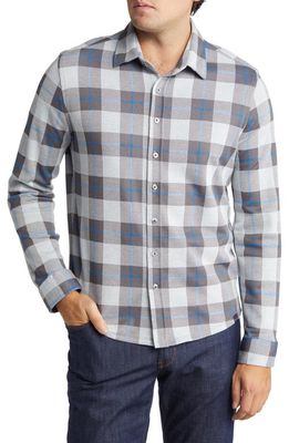 Stone Rose Men's Check Plaid Button-Up Shirt in Grey