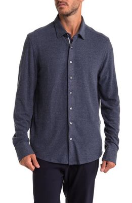 Stone Rose Men's Dry-Touch Stretch Flannel Button-Up Shirt in Navy
