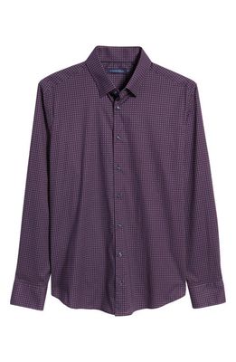 Stone Rose Men's Geometric Print Stretch Cotton Button-Up Shirt in Purple