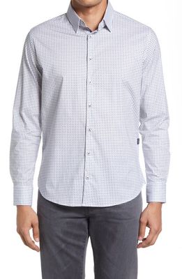 Stone Rose Men's Neat Stretch Button-Up Shirt in Grey
