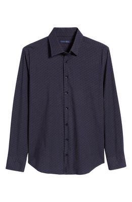 Stone Rose Men's Skull Print Stretch Cotton Button-Up Shirt in Navy