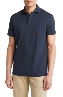 Stone Rose Performance Cotton Piqué Polo in Navy